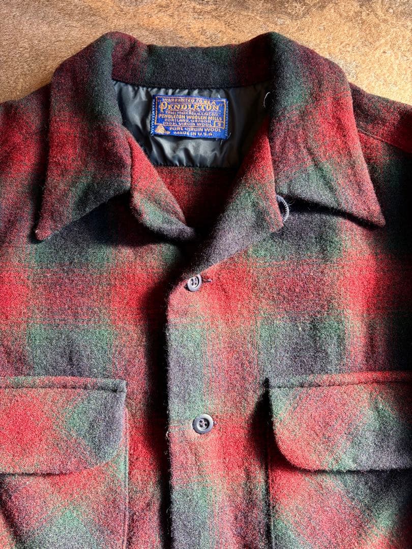 70S PENDLETON ペンドルトン オンブレ ボードシャツ オープンカラー