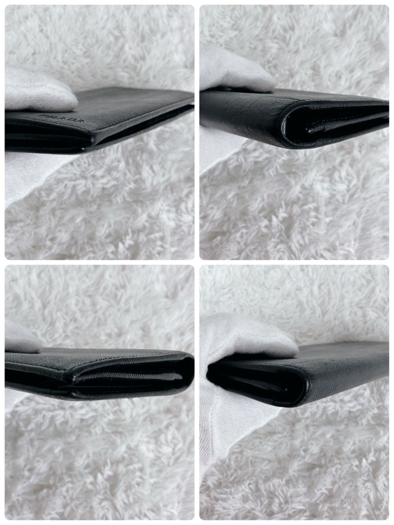 極美品✨プラダ　長財布　2つ折り　エンボスロゴ　サフィアーノレザー　ブラック　黒