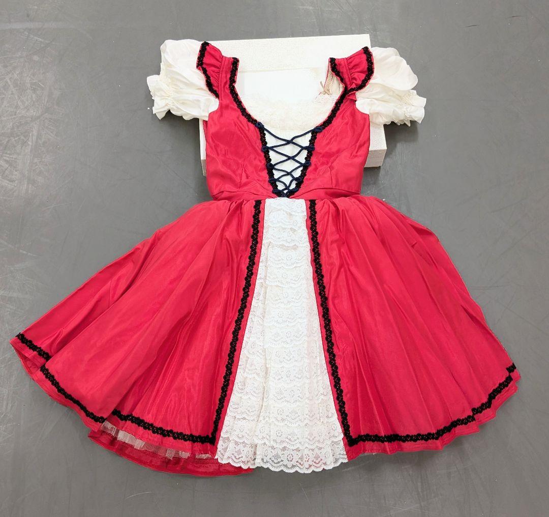 バレエ衣裳/ジュニア　濃赤2着&朱赤2着　4着セット　頭飾り付き