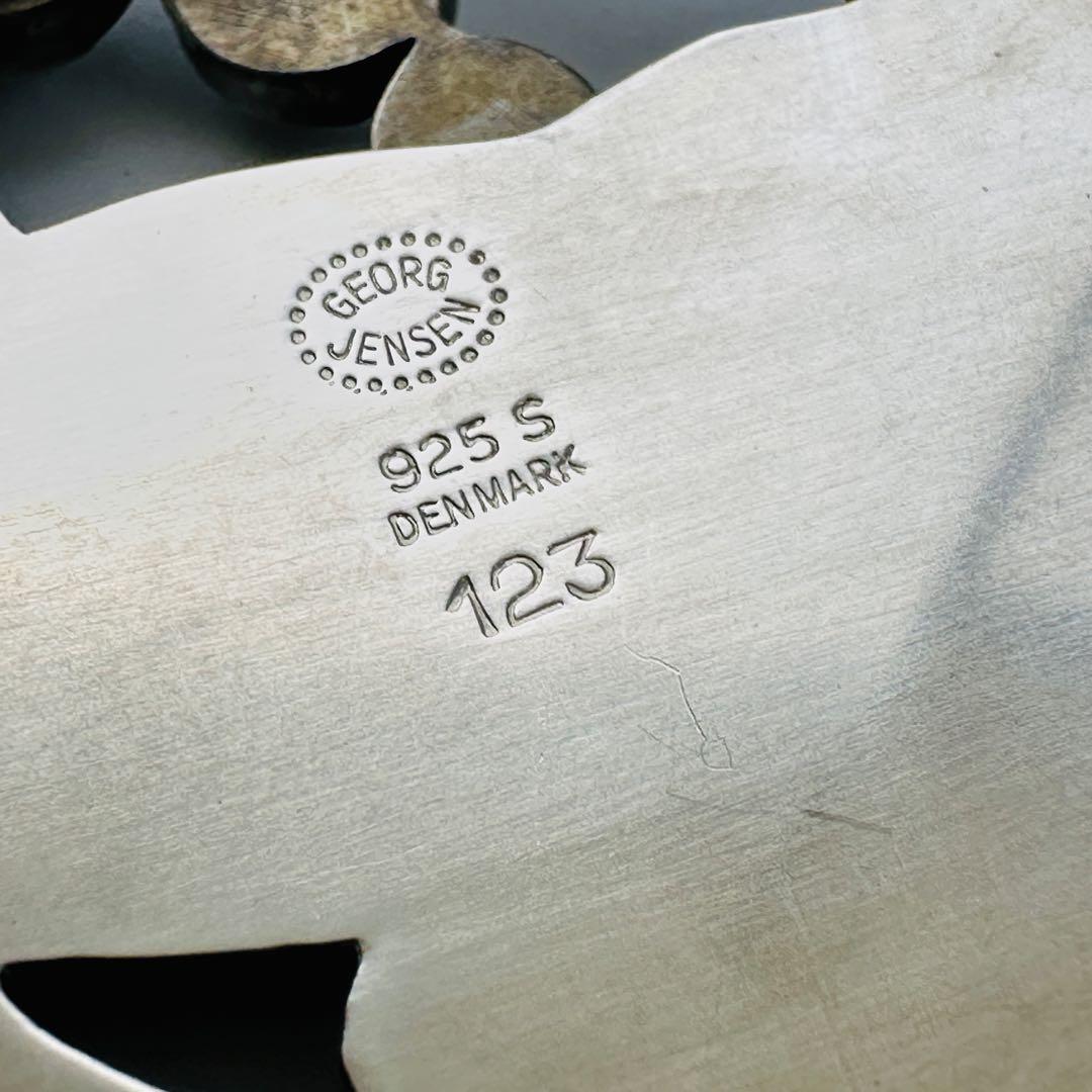 美品　ジョージジェンセン シルバー925 鳥と葉のブローチ　コサージュ　ロゴ