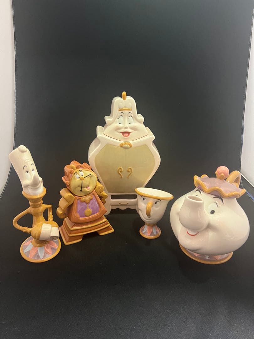 美女と野獣 10周年 ティー5点セット 陶器 フィギュアリン