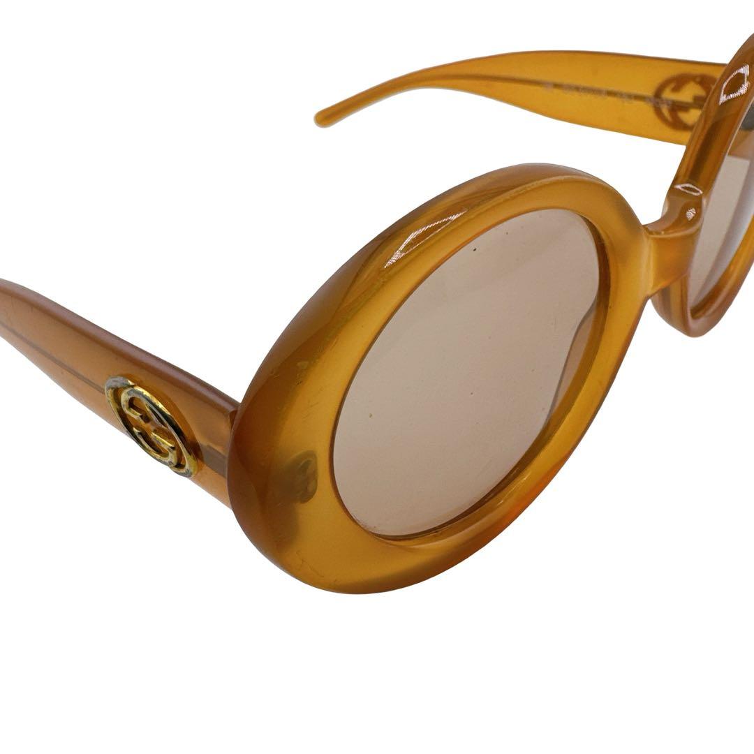 グッチ 度なし サングラス サイドロゴ GGロゴ オレンジ ゴールド レディース