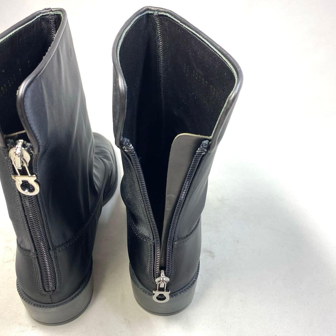 フェラガモ サイズ表記「7C」 24.5センチ　ブラック　ナイロン　ブーツ