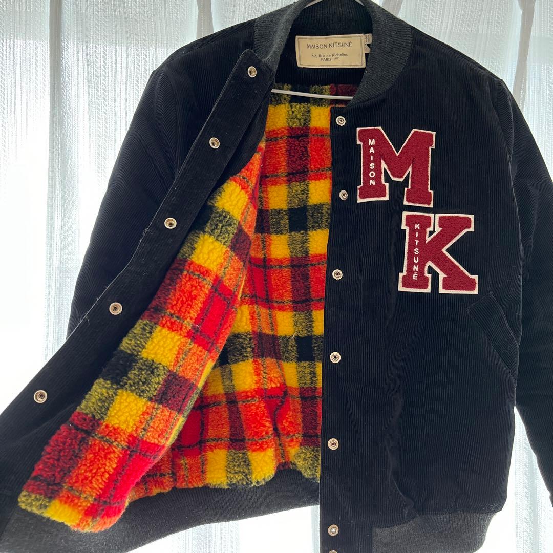 【美品】MAISON KITSUNEメゾンキツネ スタジャン S ダークネイビ