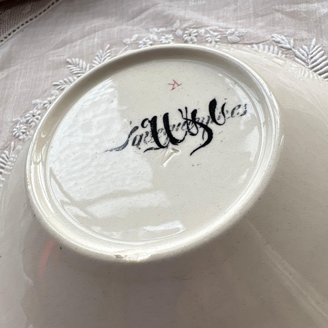 フランス アンティーク サルグミンヌ　ディネット陶器スーピエール、お皿2点セット