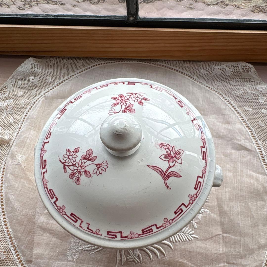 フランス アンティーク サルグミンヌ　ディネット陶器スーピエール、お皿2点セット