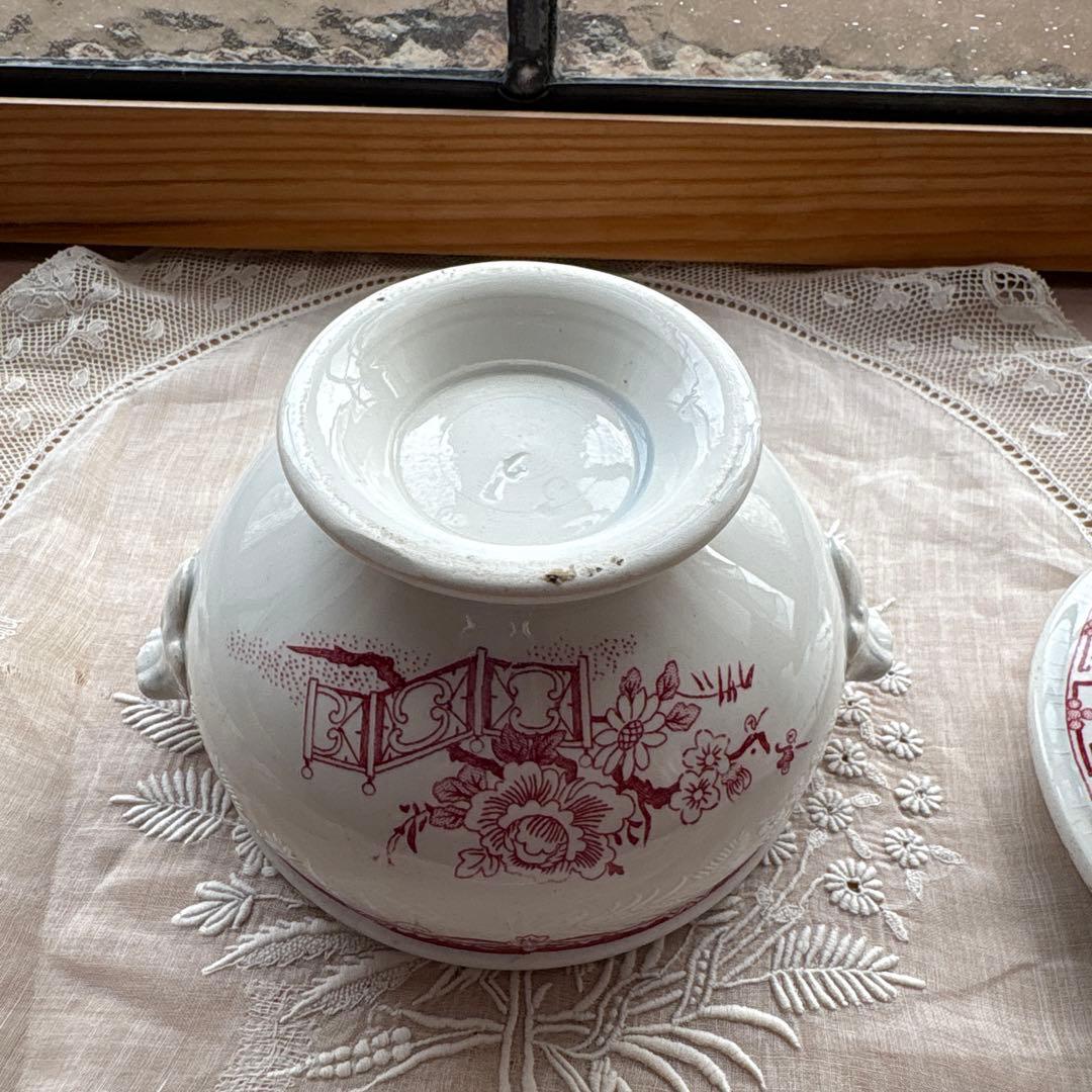 フランス アンティーク サルグミンヌ　ディネット陶器スーピエール、お皿2点セット