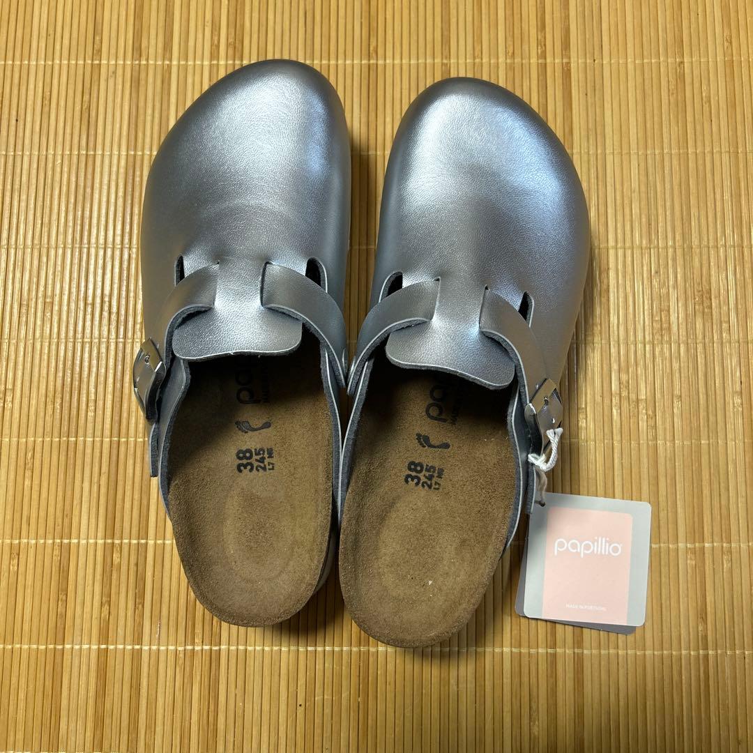 ビルケンシュトック　papillio シルバー クロッグサンダル 38
