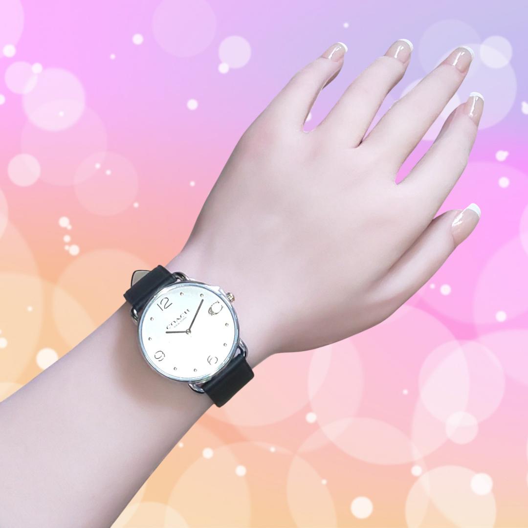 コーチ エリオット 36mm サンレイダイヤル ブラックレザーストラップ