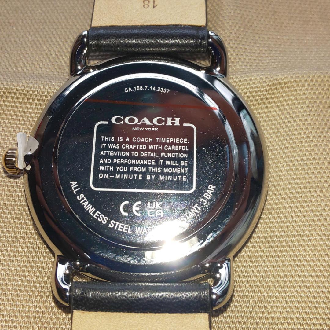 コーチ エリオット 36mm サンレイダイヤル ブラックレザーストラップ