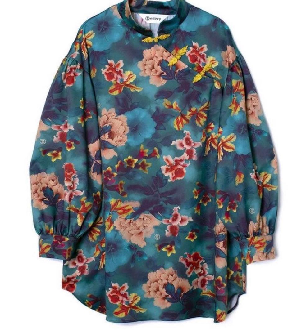 &ellecy ボタンチャイナ ブラウス