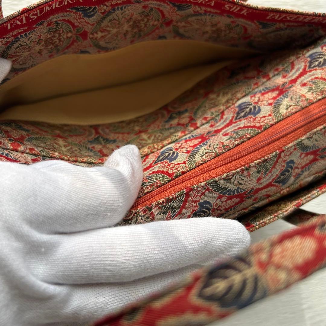 週末限定値下げ‼️龍村織物 正絹 桐に向鳳凰丸文錦(壬生寺裂)利休バッグ