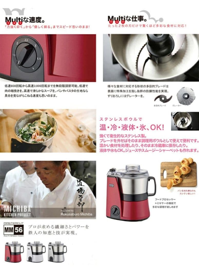 山本電気 マルチフードプロセッサー シルバー MB-MM56SL 道場六三郎監修