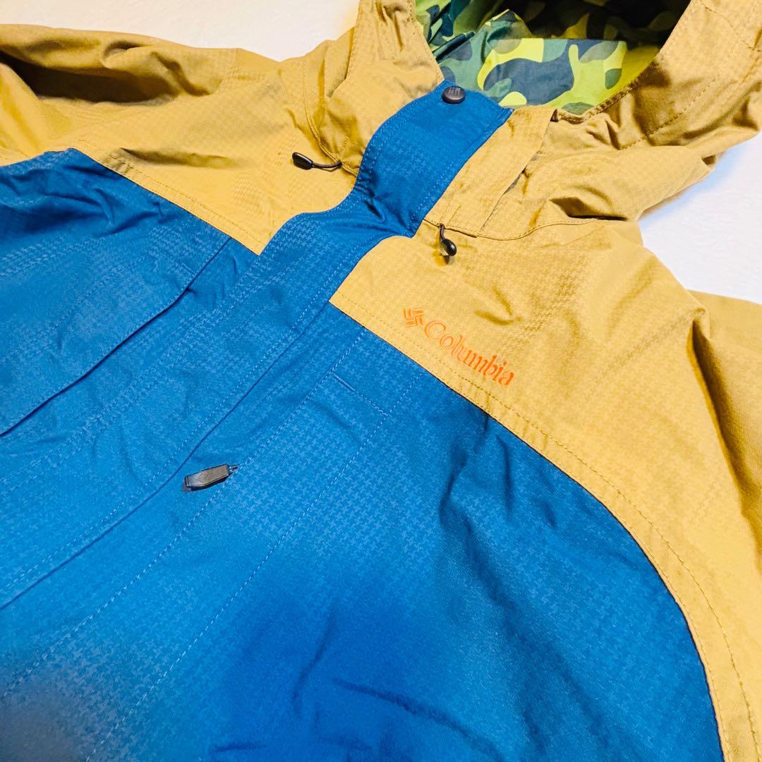 【美品】コロンビア　スノボーウェア　黄土色×ブルー　L
