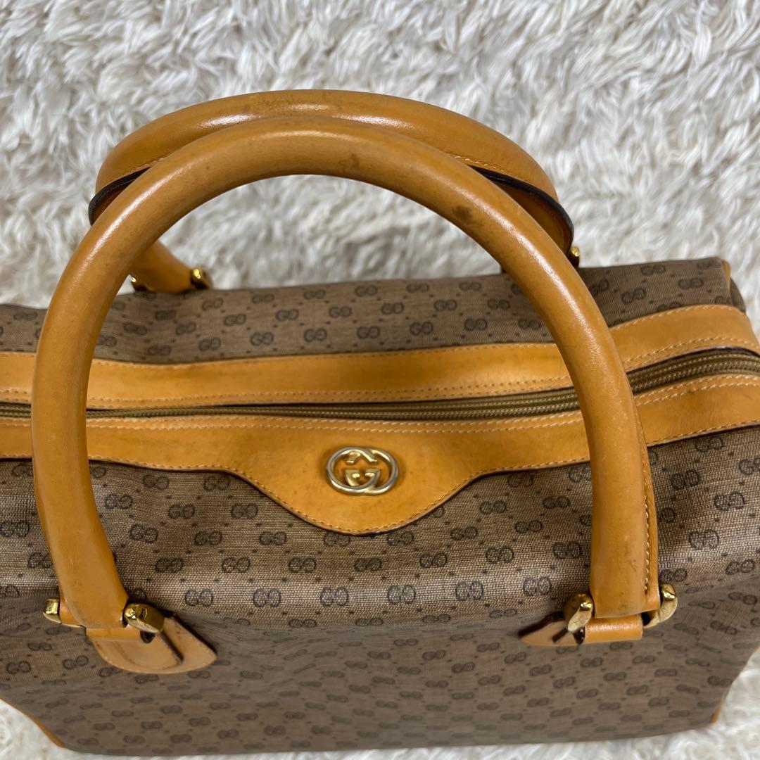 GUCCI グッチ　ミニボストンバッグ　ハンド　GG　金具　レザー　希少