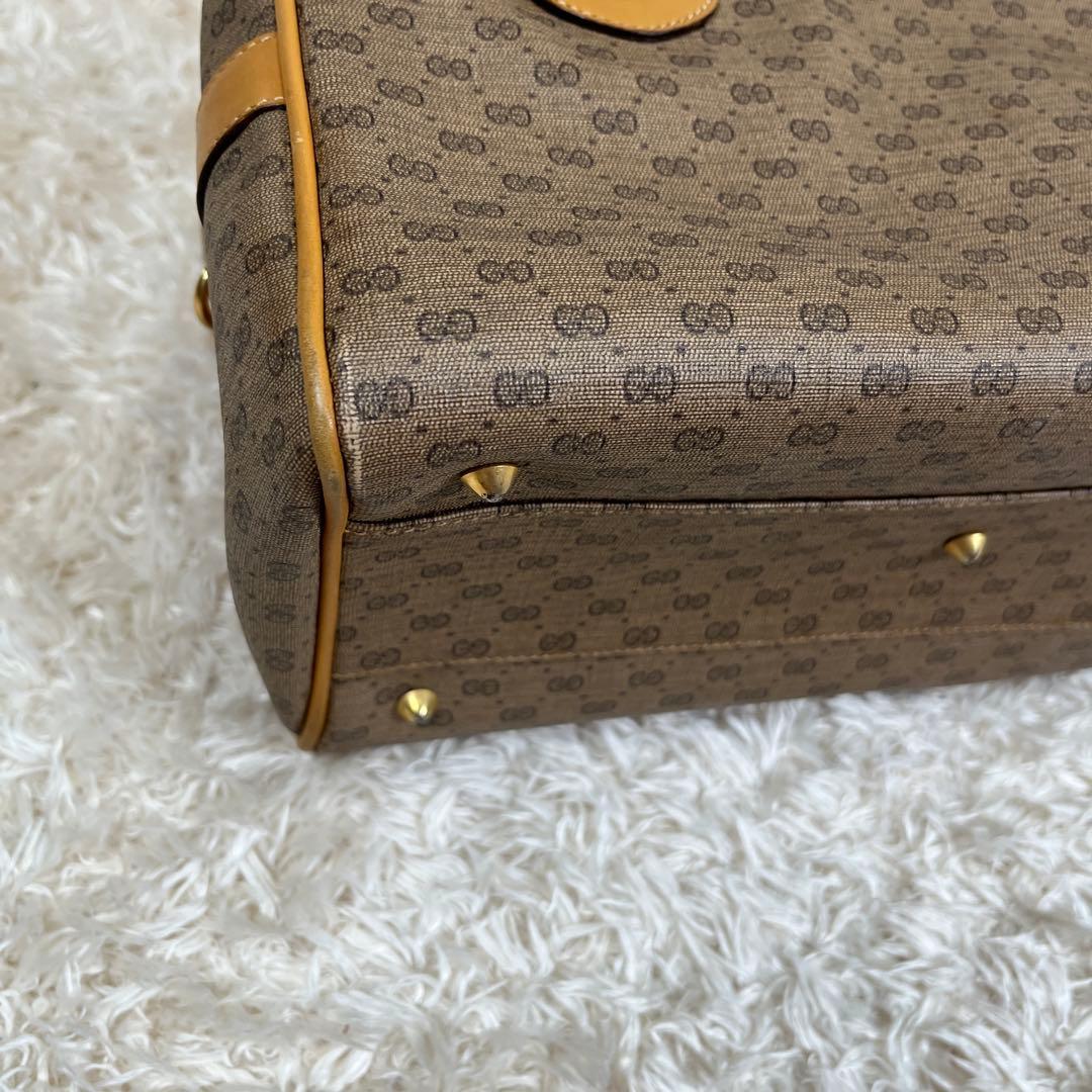 GUCCI グッチ　ミニボストンバッグ　ハンド　GG　金具　レザー　希少
