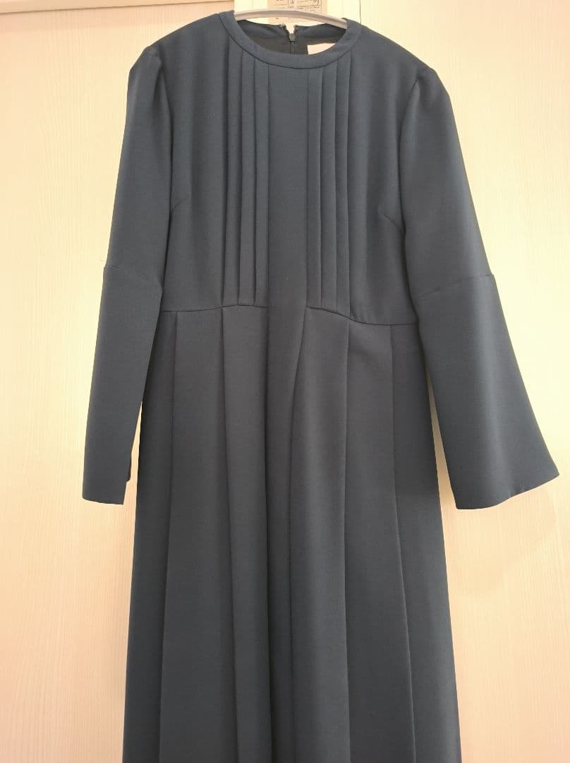 セルフォード CELFORD バッグサテンプリーツワンピース ネイビー M