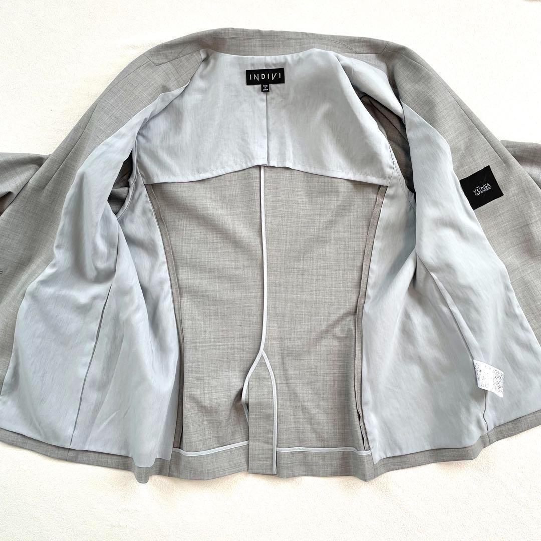 【極美品・未使用級】インディヴィ YUNSA 洗える パンツスーツ セットアップ