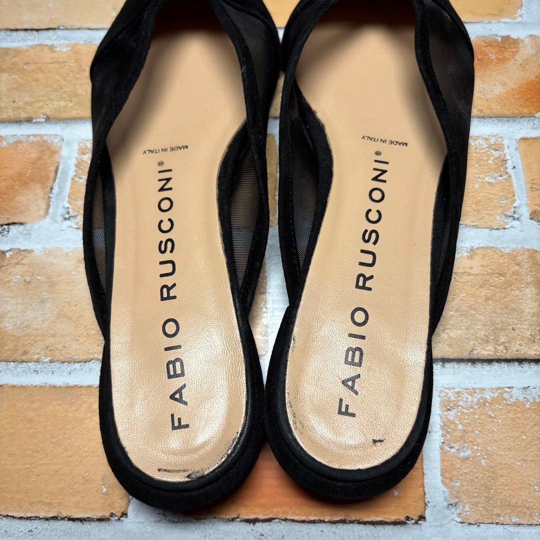 ファビオルスコーニ　ミュール　フラットシューズ　メッシュ　３８　ブラック