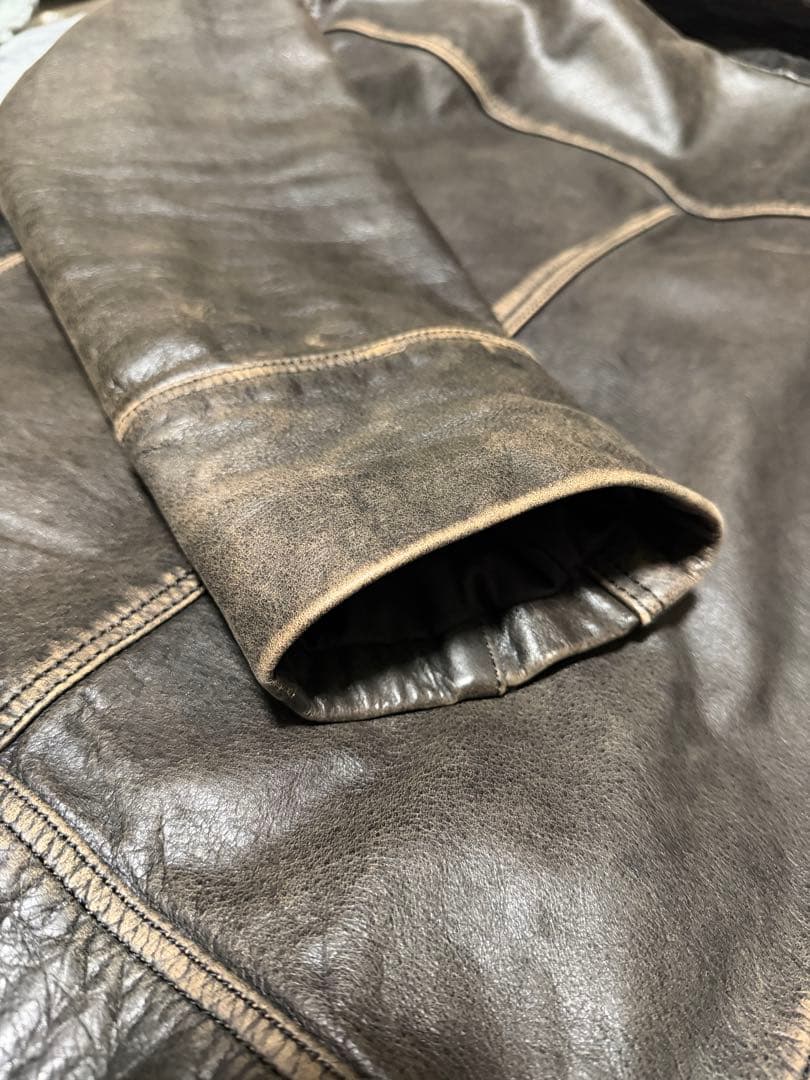 ZARA ダークブラウン レザーライダースジャケット