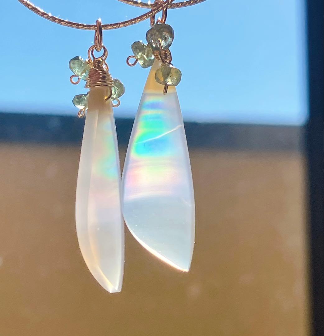 Kaya◆一点物✧パープルアゲート×アイオライトピアス✧14kgf