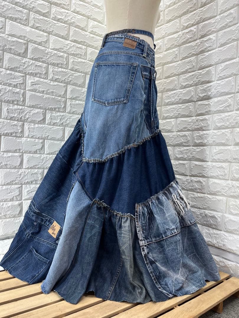 み*ん様 リメイクデニム　巻きスカート風フリルスカート
