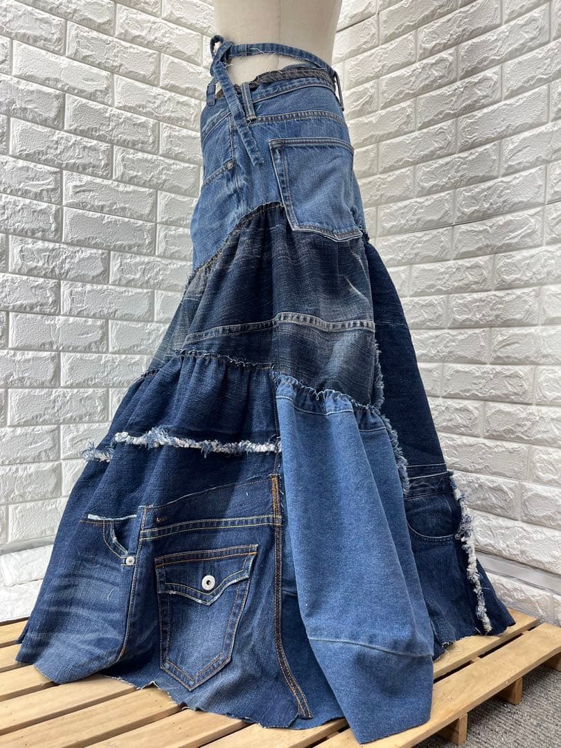 み*ん様 リメイクデニム　巻きスカート風フリルスカート