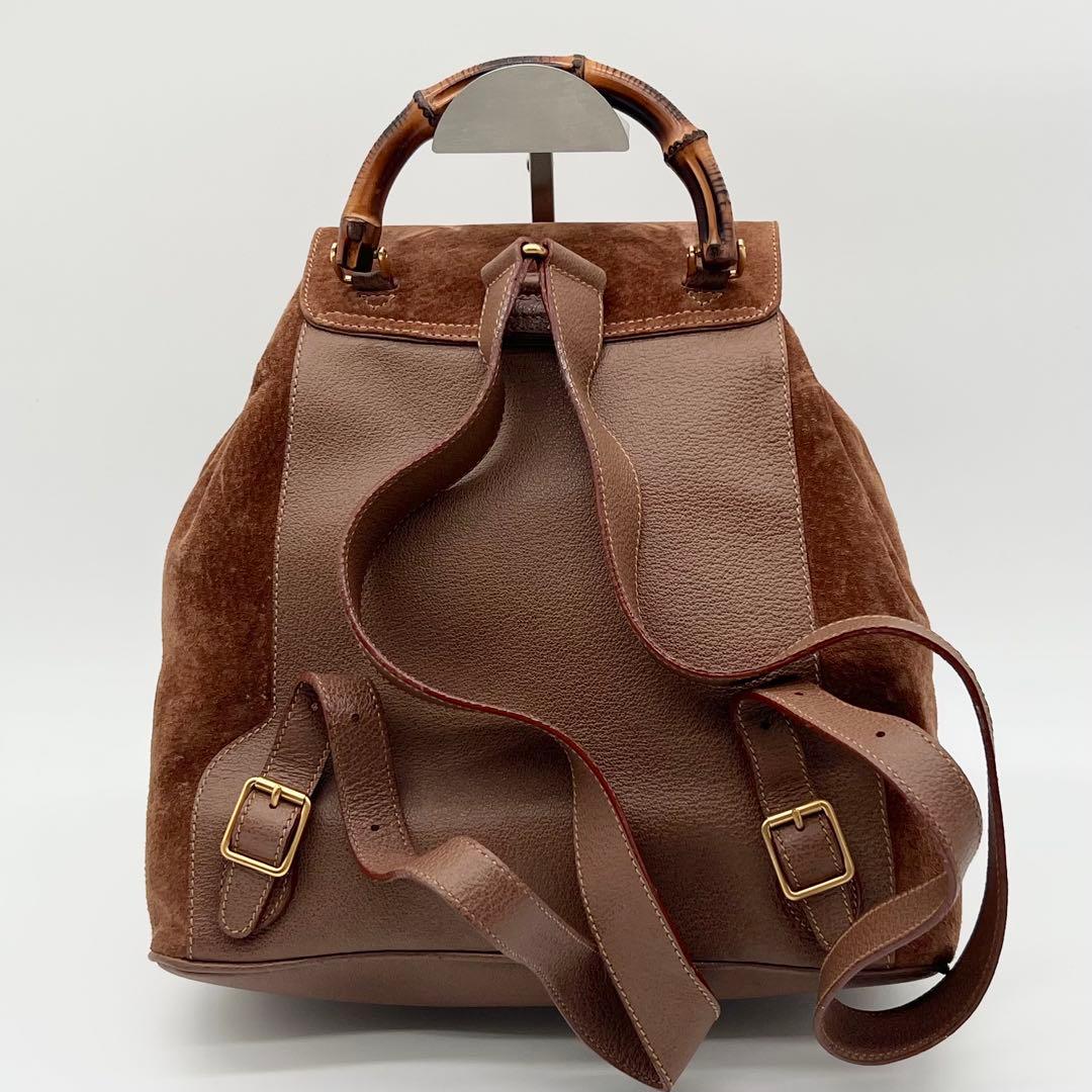 GUCCI グッチ スエード バンブー リュック バックパック ブラウン