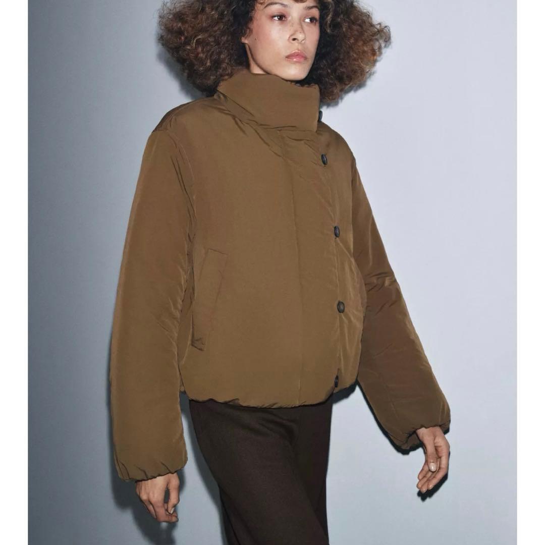 新品　ZARA パデッドジャケット　ブラウン　ダウン ZWコレクション