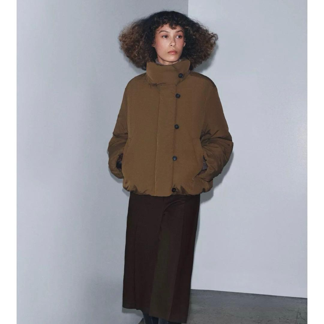 新品　ZARA パデッドジャケット　ブラウン　ダウン ZWコレクション