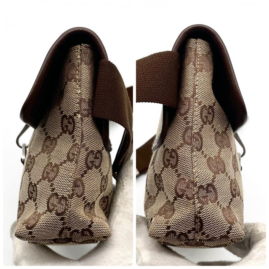 極美品✨グッチ ボディバッグ GG キャンバス ジャッキー ベージュ ブラウン