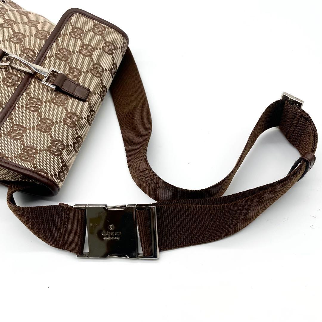 極美品✨グッチ ボディバッグ GG キャンバス ジャッキー ベージュ ブラウン