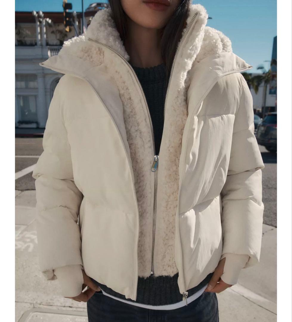 タグ付き新品★フェイクシープスキンフード付き撥水ウィンドブレーカーアノラック★M