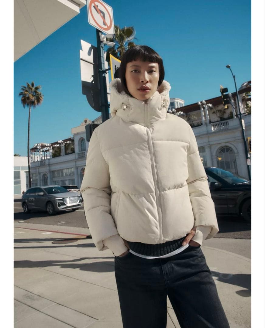 タグ付き新品★フェイクシープスキンフード付き撥水ウィンドブレーカーアノラック★M