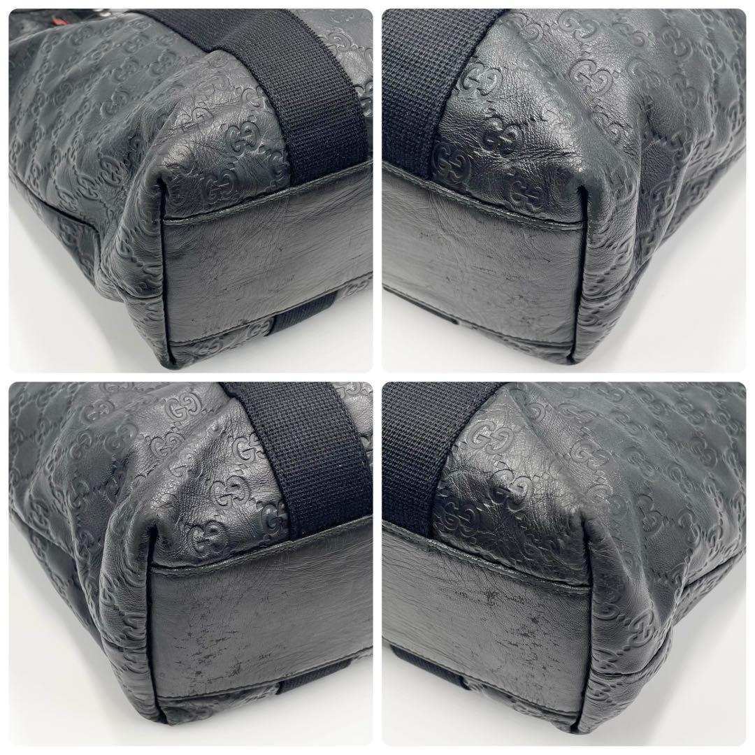 GUCCI【美品】トートバッグ 黒 グッチ 268175 シマレザー メンズ