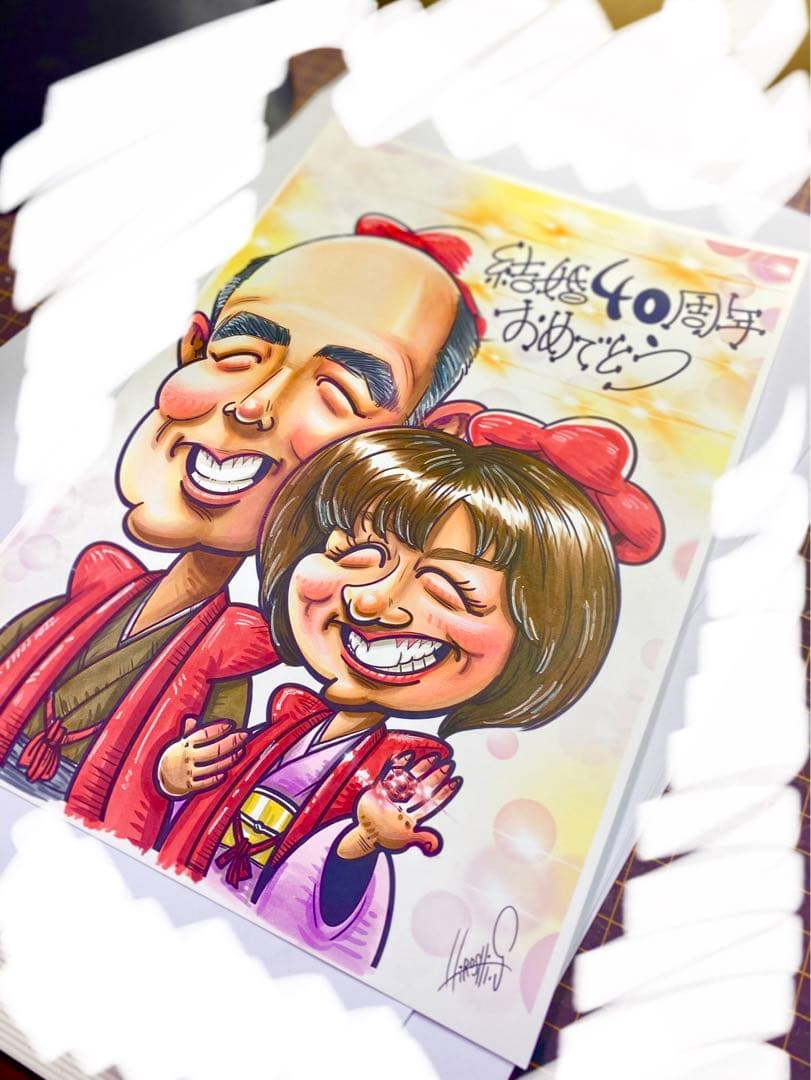 世界で1枚のオーダーメイド似顔絵★誕生日会☆子供☆友達☆ご両親☆プレゼント☆