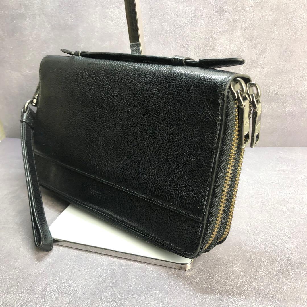 ✨️極美品✨️ コーチ ダブルジップ トラベル オーガナイザー 長財布 レザー 黒