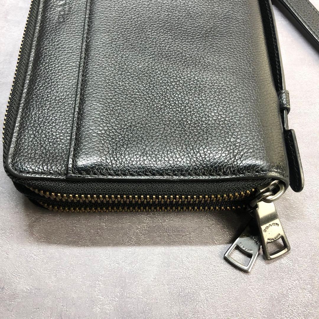 ✨️極美品✨️ コーチ ダブルジップ トラベル オーガナイザー 長財布 レザー 黒