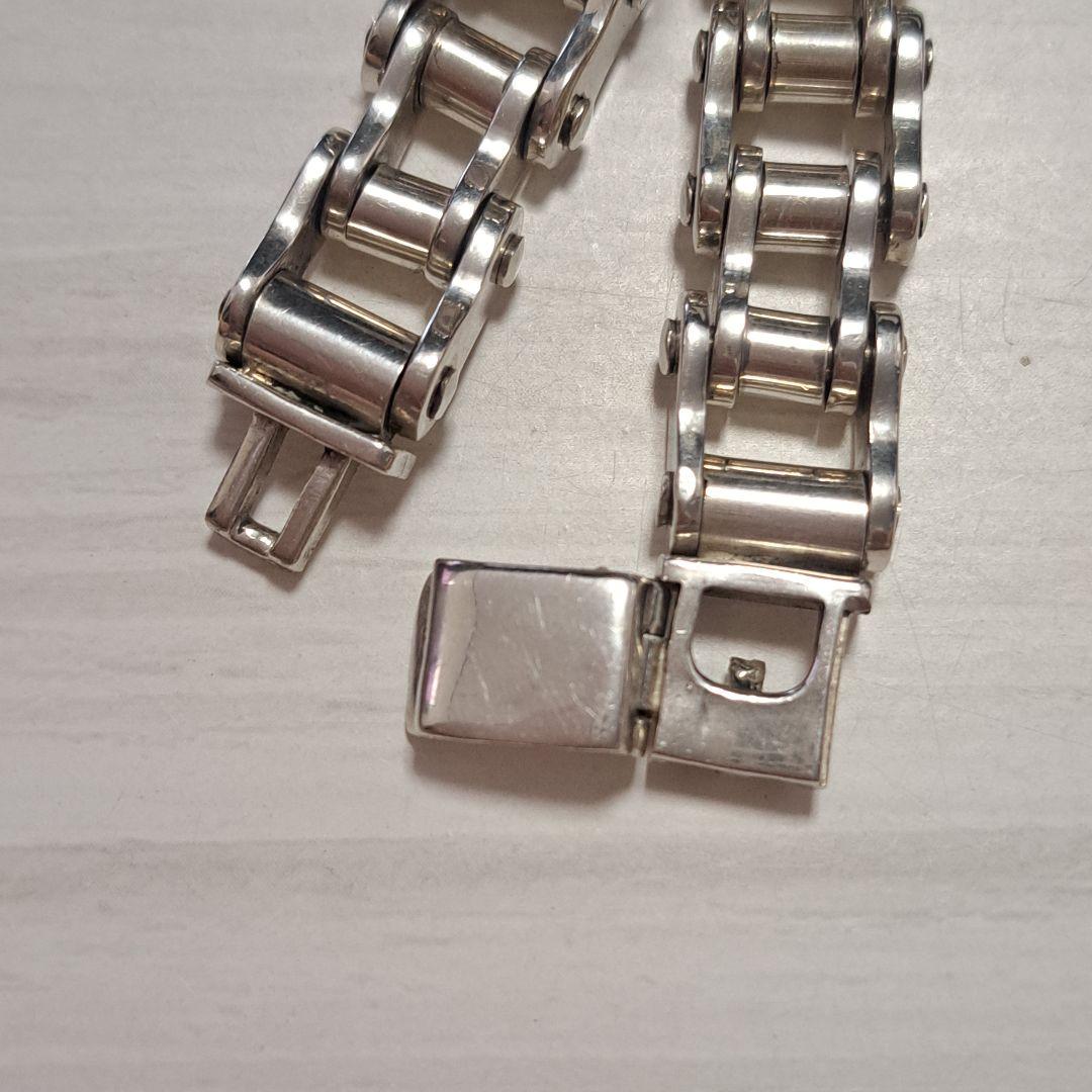 【ピンクの猫様】シルバー925 ブレスレット バイクチェーン バイクモチーフ