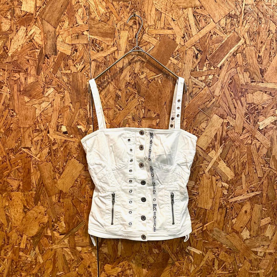 D&G DOLCE&GABBANA キャミソール ホワイトデニム レディース