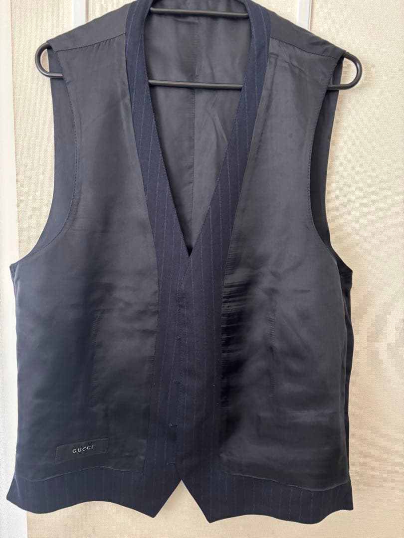 【メンズ】GUCCI ネイビー ストライプベスト サイズL