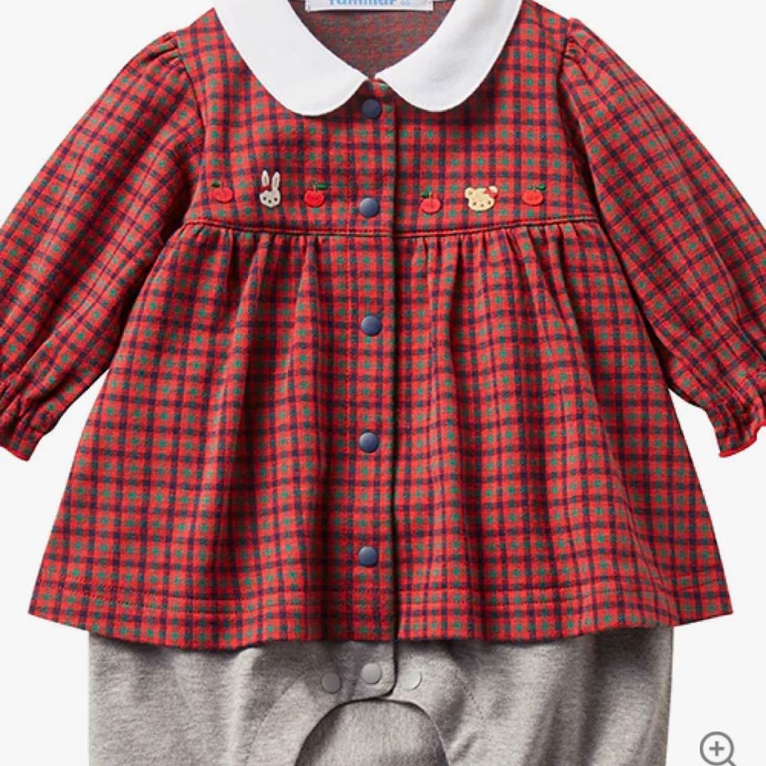 familiarチェック柄ロンパース