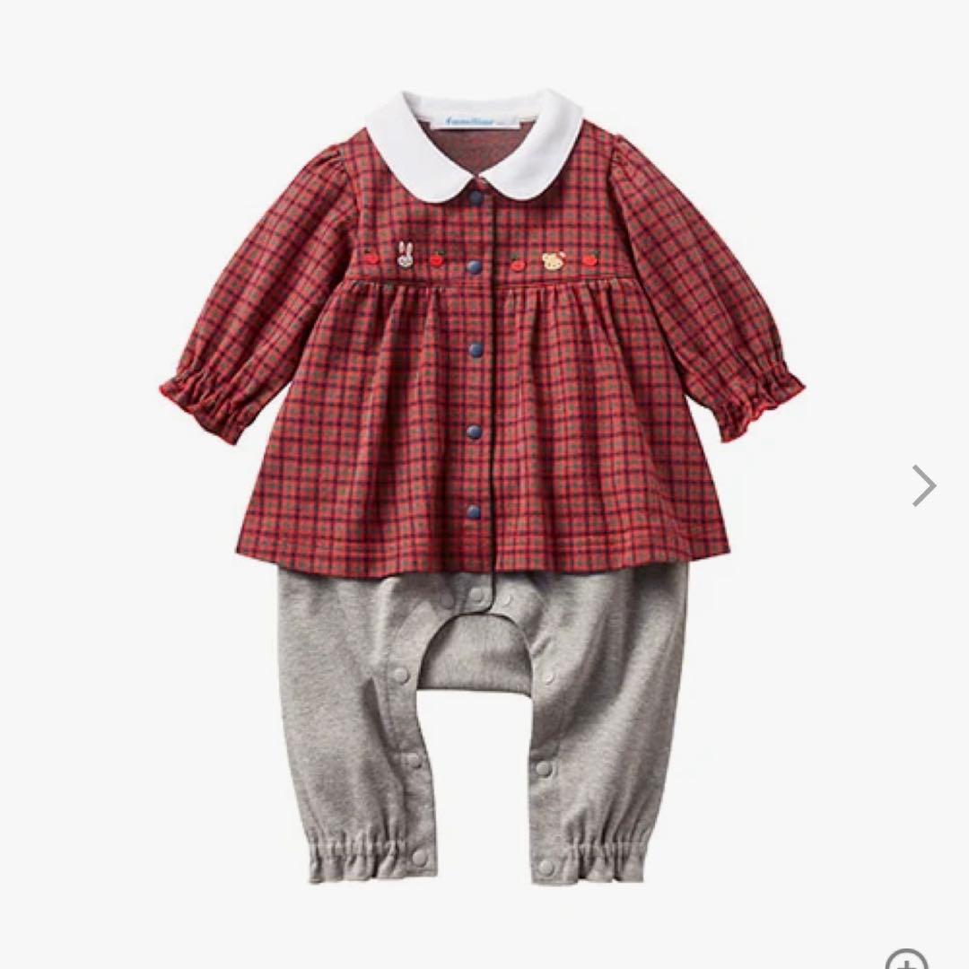 familiarチェック柄ロンパース