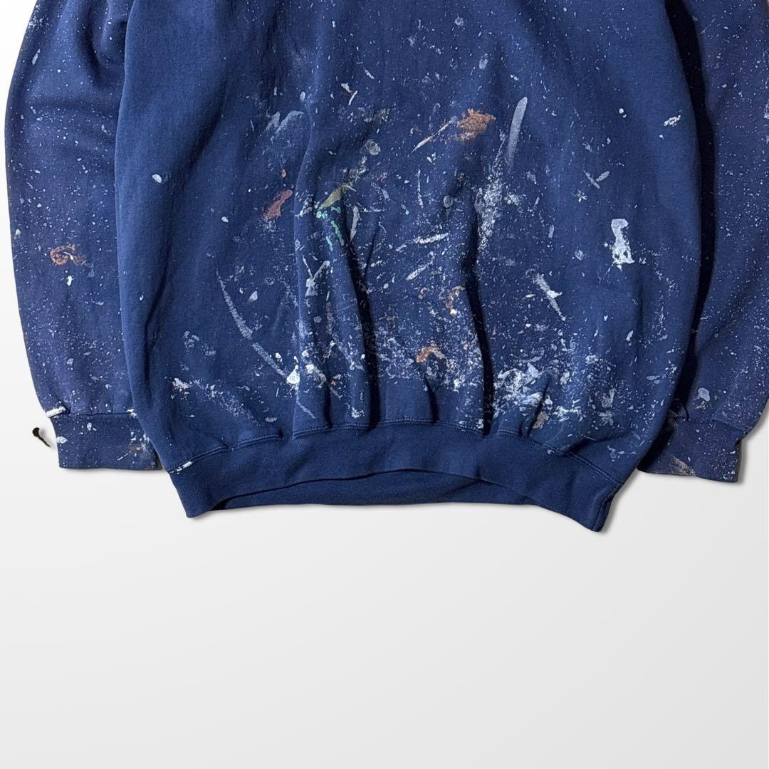 ペンキ フェード スウェット ネイビー XL 紺 古着　ペイント　ボロ　ワーク