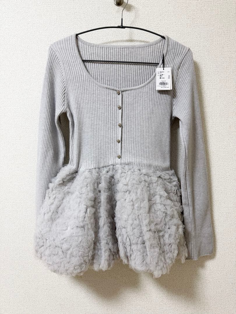 RANDA 新作 デザインチュールペプラムリブニット