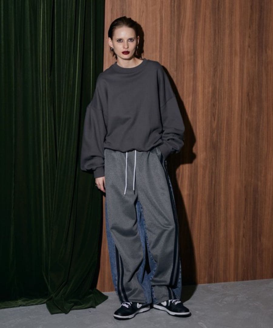 新品 WONEM スウェットブロッキングラインデニムパンツ