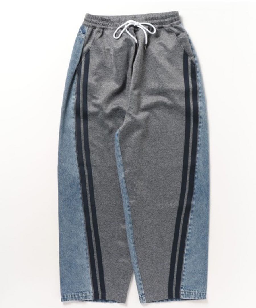 新品 WONEM スウェットブロッキングラインデニムパンツ