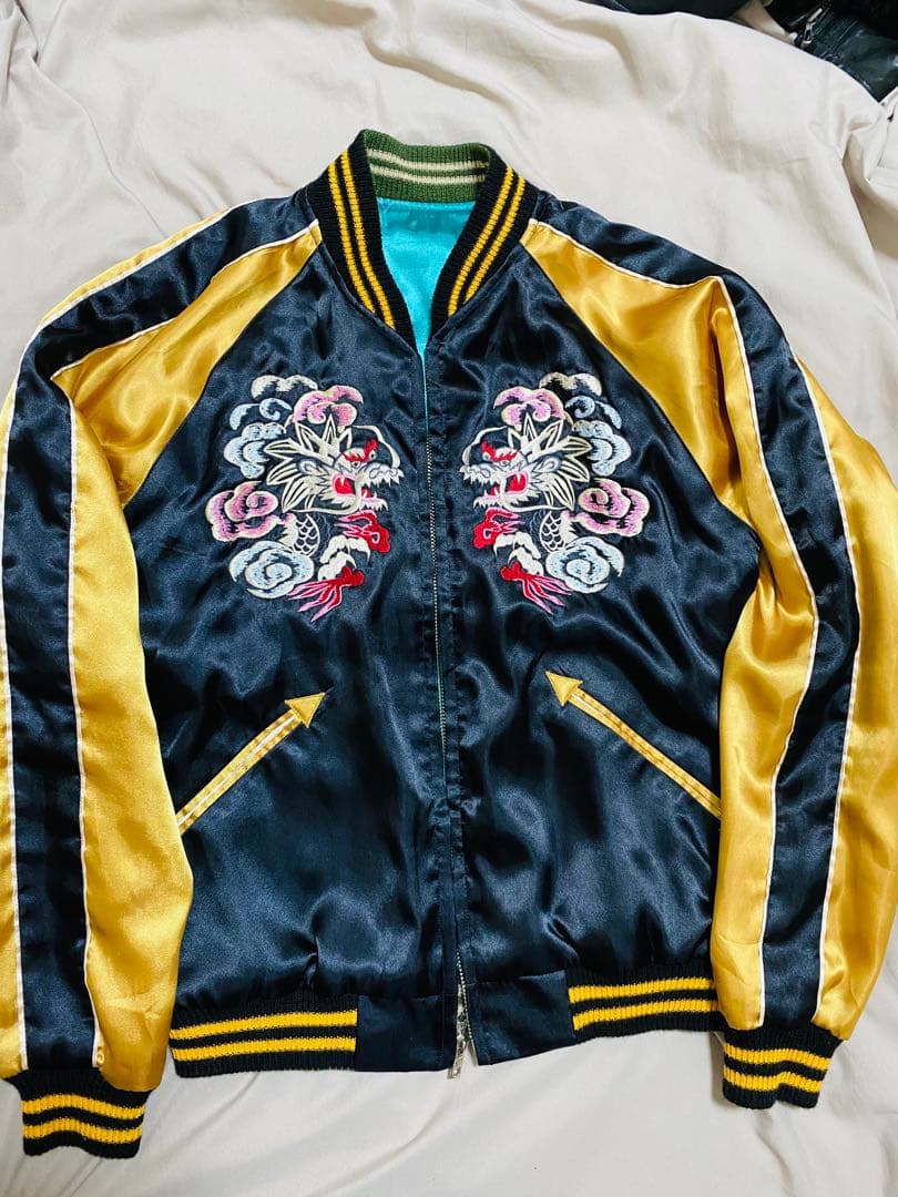 BEAMS 美品 ２面用 日本限定 龍 スカジャン unisex サテン