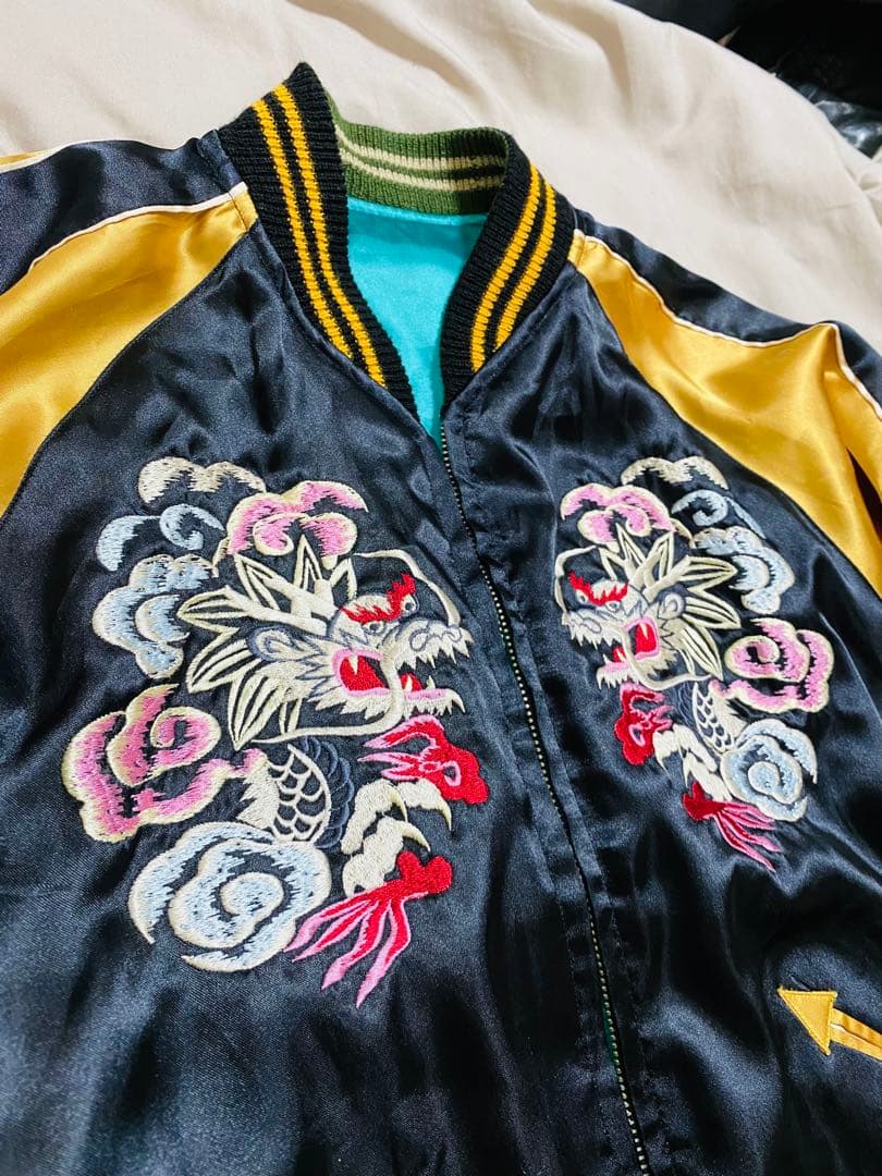 BEAMS 美品 ２面用 日本限定 龍 スカジャン unisex サテン