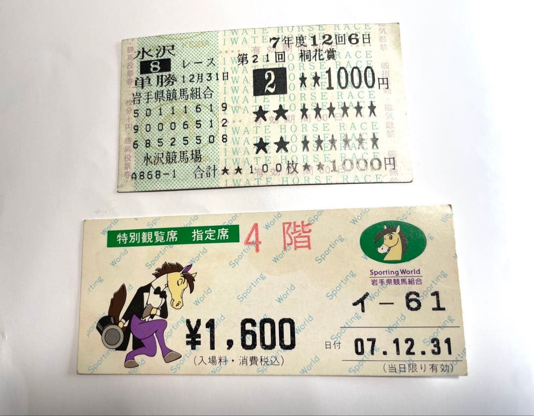 トウケイニセイラストラン　第21回桐花賞　単勝馬券　岩手競馬 観覧券セット